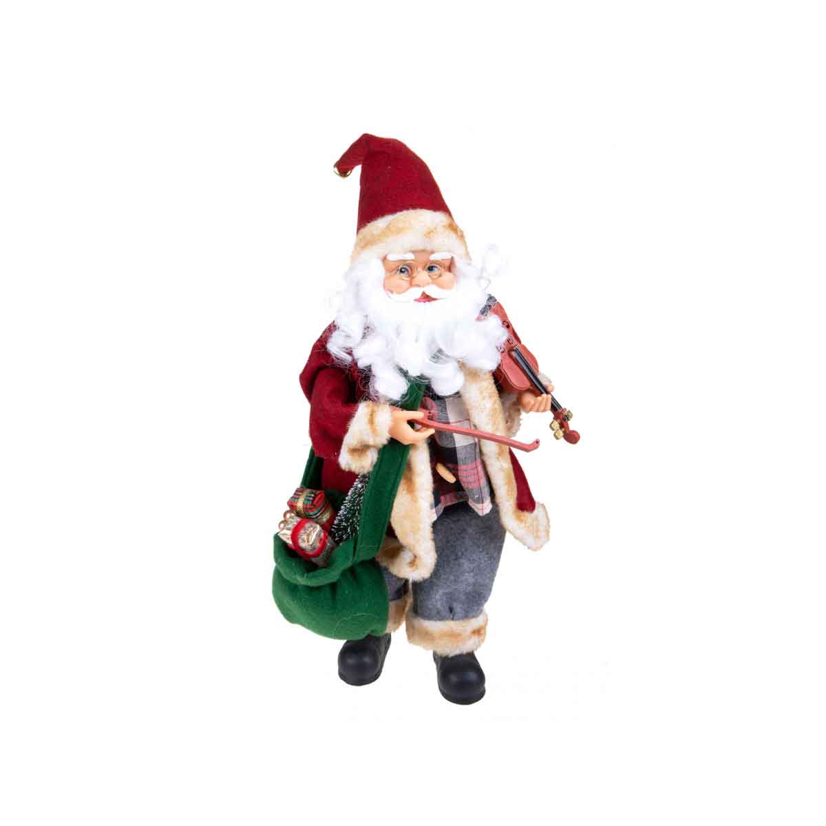BIANCHI DINO Babbo Natale Musicale Violino 44cm Tessuto Decorazione Natale