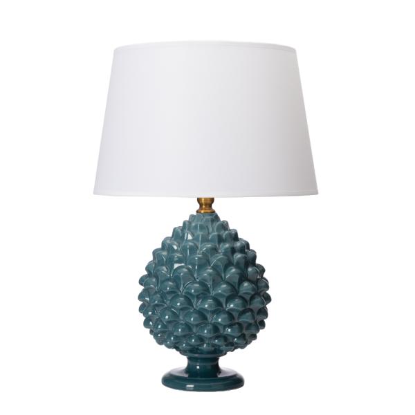 PALAIS ROYAL Lampe Pomme de Pin Abat-jour en Porcelaine Bleue H50cm