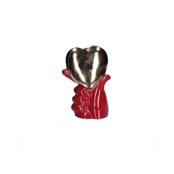 DOMESTIC RITUALS Pensami Vase Coeur Rouge dans la Main 16 cm Céramique