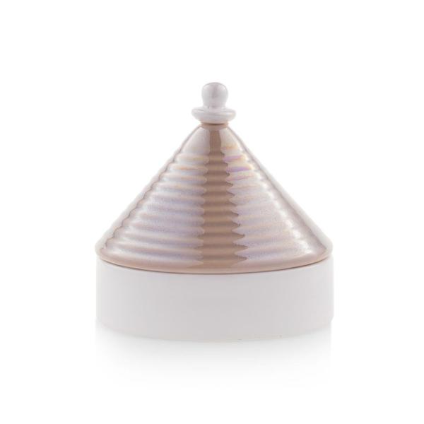 EMÒ ITALIA Boîte de Rangement avec Couvercle Trullo Pugliese Boue Céramique Blanche 9 cm